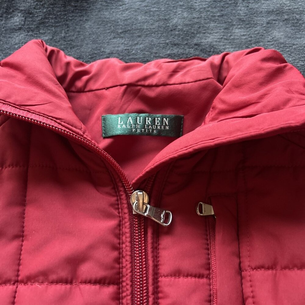Lauren Ralph Lauren Red Full Zip Quilted Vest Women's size Xs Petite